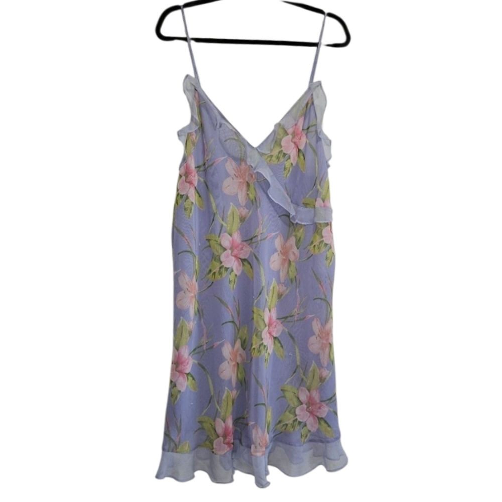 Y2k Valerie Steven's II Women's Plus Size 1X  Slip Dress Ruffle V-neck Nightgown